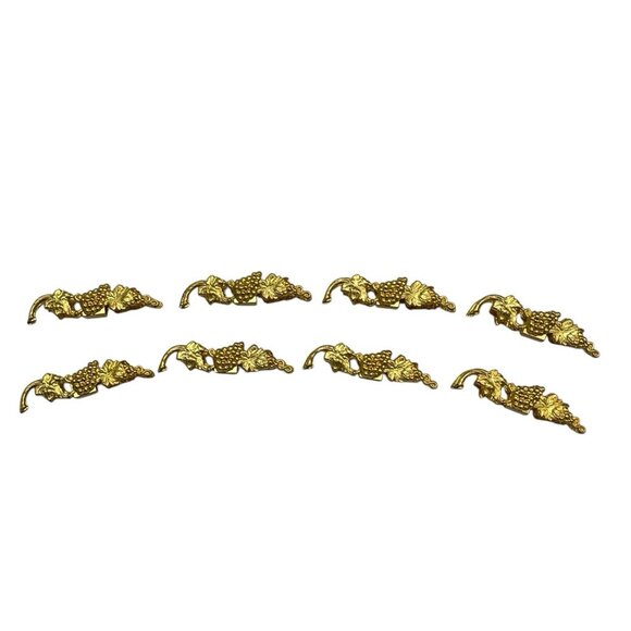 Gold Tone Place Card Holders Stands Grape Vine Metal Lunch Dinner Party Set Of 8 - Picture 1 of 16